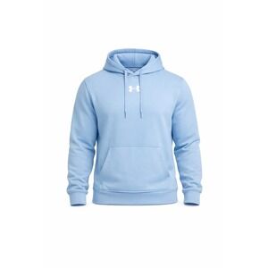 Under Armour Mens L Rival Hoodie Glacier Blue Loose Fit Logo Athletic Gym